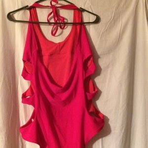 Aerie coral one piece cut out swimsuit